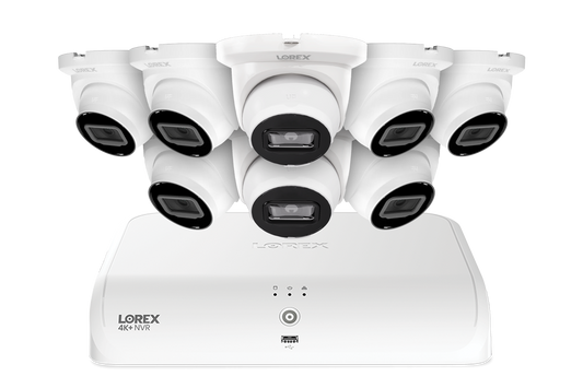 Lorex Fusion Series 4K+ 16 Channel (8 Wired + 8 Fusion Wi-Fi) 2TB Wired System with A4 Wired 2K IP Turret Cameras - White 8