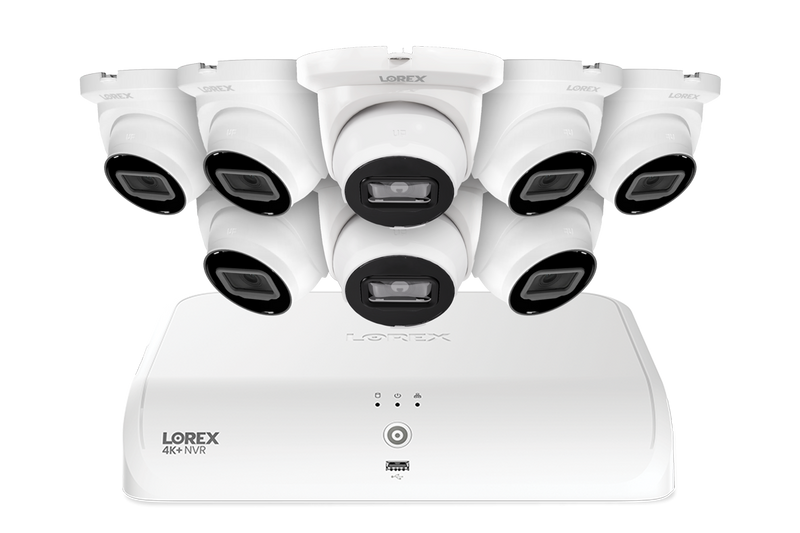 Lorex Fusion Series 4K+ 16 Channel (8 Wired + 8 Fusion Wi-Fi) 2TB Wired System with A4 Wired 2K IP Turret Cameras - White 8