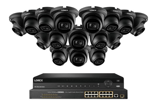 Lorex 4K (32 Camera Capable) 8TB Wired NVR System with Nocturnal 3 Smart IP Dome Cameras Featuring Listen-In Audio and 30FPS Recording