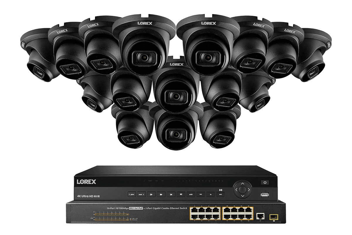 Lorex 4K (32 Camera Capable) 8TB Wired NVR System with Nocturnal 3 Smart IP Dome Cameras Featuring Listen-In Audio and 30FPS Recording