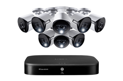 Lorex 4K 8-Channel Wired DVR System with Eight 2K Active Deterrence Bullet Cameras