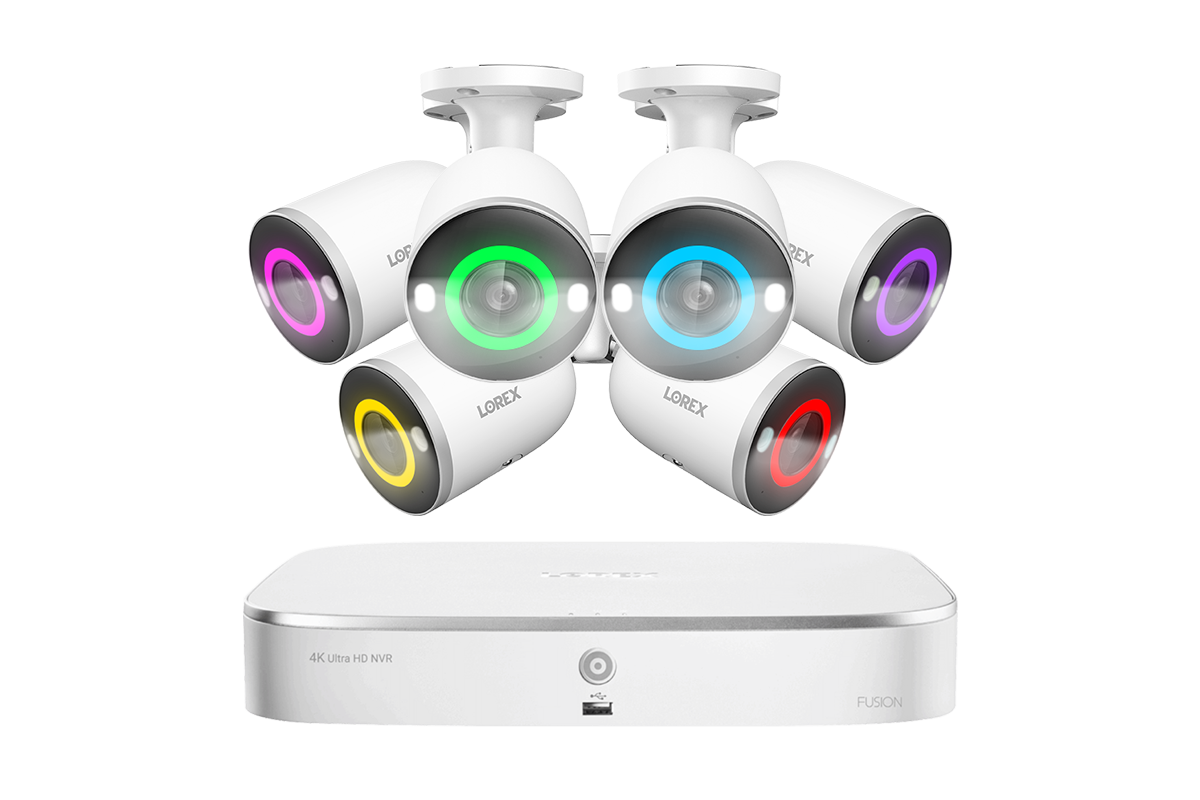 Lorex Fusion 4K 16-Channel 2TB Wired NVR System with Bullet Cameras Featuring Smart Security Lighting