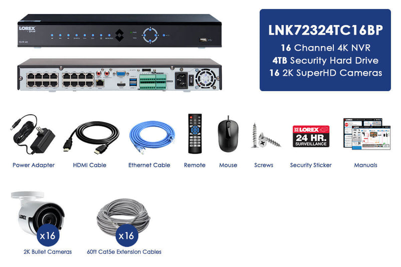 4K Ultra HD IP NVR system with sixteen 2K 4MP IP cameras