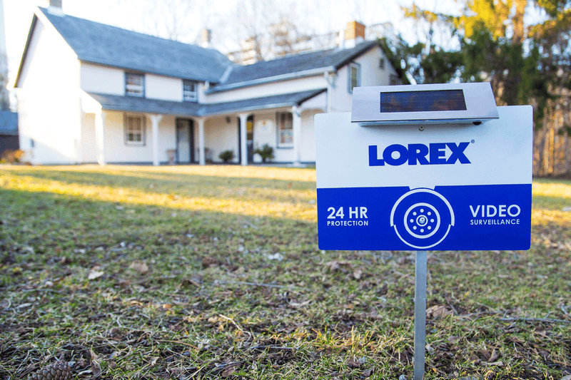Security Yard Sign featuring Rechargable Solar-Powered LED Lights