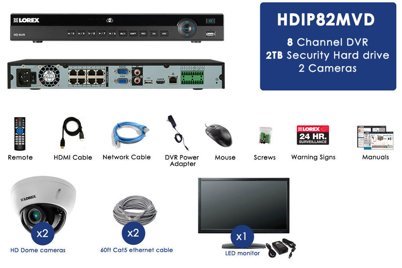 2K Resolution IP Camera System with Monitor and 2 Domes