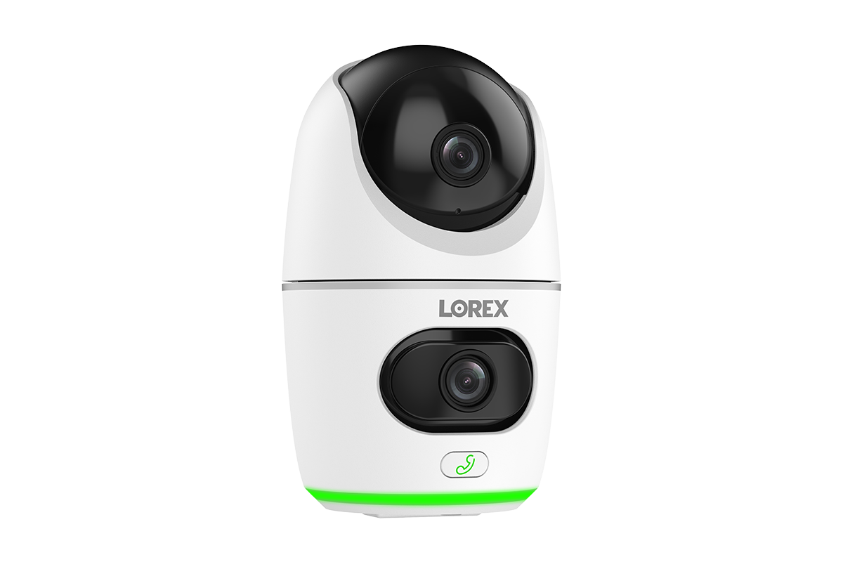 Lorex 2K Dual Lens Indoor Pan-Tilt Wi-Fi Security Camera (32GB, Cloud-Enabled)