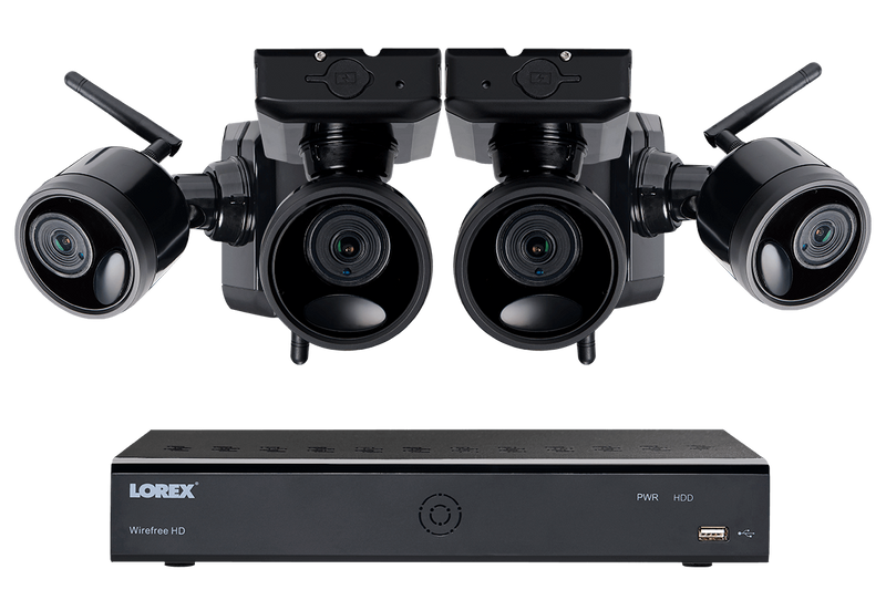 1080p Outdoor Wireless Camera System, 4 Rechargeable Wire Free Battery Powered Black Cameras, 75ft Night Vision, 1TB Hard drive, No Monthly Fees 