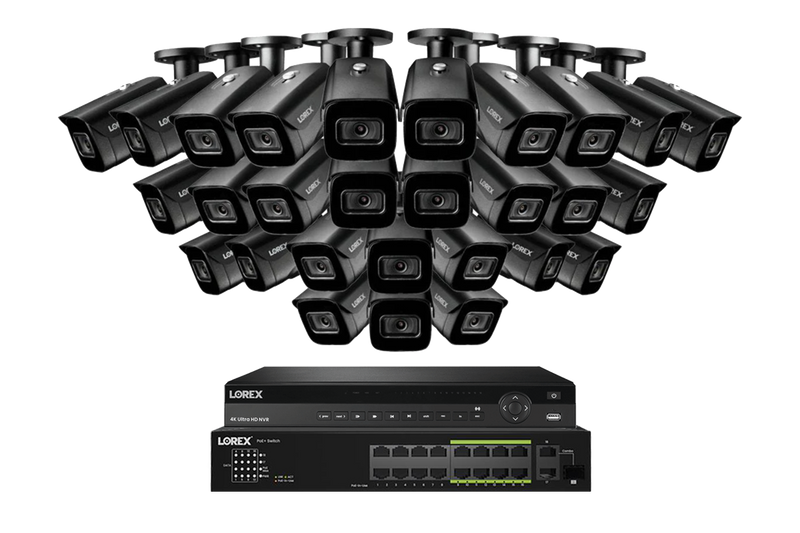 Lorex 4K (32 Camera Capable) 8TB Wired NVR System with Nocturnal 3 Smart IP Bullet Cameras Featuring Listen-In Audio and 30FPS Recording