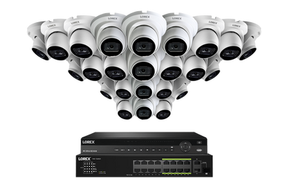 Lorex 4K (32 Camera Capable) 8TB Wired NVR System with Nocturnal 3 Smart IP Dome Cameras Featuring Listen-In Audio and 30FPS Recording