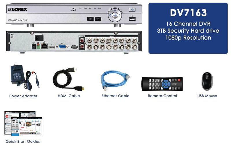 MPX HD 1080p Security System DVR - 16 Channel, 3TB Hard Drive, Works with Older BNC Analog Cameras