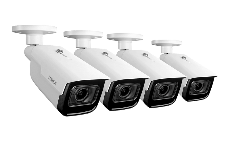 4K (8MP) Motorized Varifocal Smart IP White Security Camera with 4x Optical Zoom and Real-Time 30FPS Recording (4-pack)