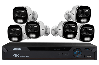 4K Ultra HD IP Camera System with 6 Active Deterrence Security Cameras, 130ft Night Vision
