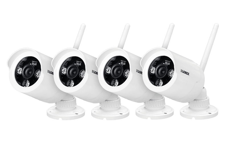 White wireless cameras with night vision (4-pack)