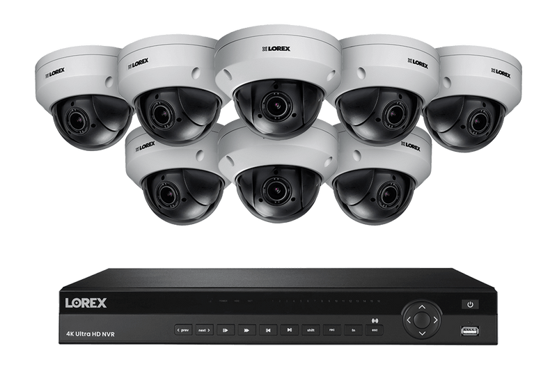 Lorex 4K (16 Camera Capable) 4TB NVR System with Eight 2K Pan Tilt Zoom IP Cameras