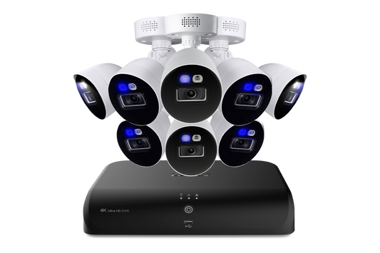Lorex 4K 12 Camera Capable (8 Wired and 4 Fusion Wi-Fi) 2TB Wired DVR System with 8 Smart Deterrence Cameras
