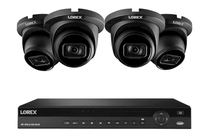 Lorex 4K (16 Camera Capable) 4TB Wired NVR System with Nocturnal 3 Smart IP Dome Cameras with Listen-In Audio and 30FPS - Black 4