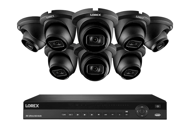 Lorex 4K 16-Channel 4TB Wired NVR System featuring 8 Nocturnal Security Cameras with Real-Time 30FPS Recording and Listen-in Audio