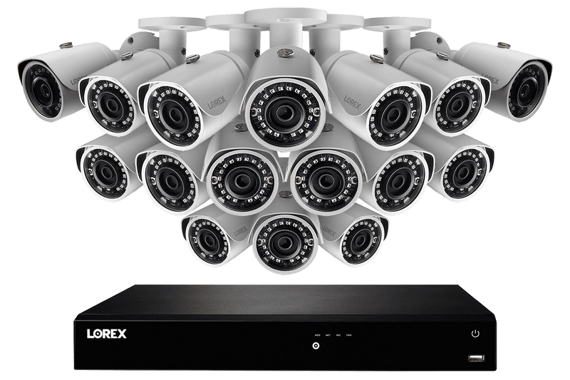 2K IP Security Camera System with 16 Channel NVR and 16 Outdoor 2K 5MP IP Cameras, Color Night Vision