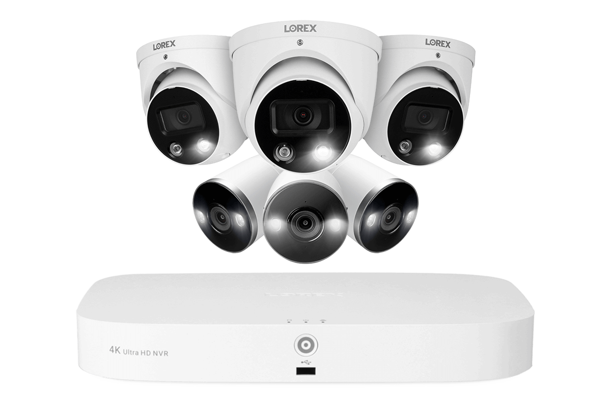 Channel Fusion NVR System with 3 Dome and 3 Bullet Smart Deterrence 4K IP Cameras