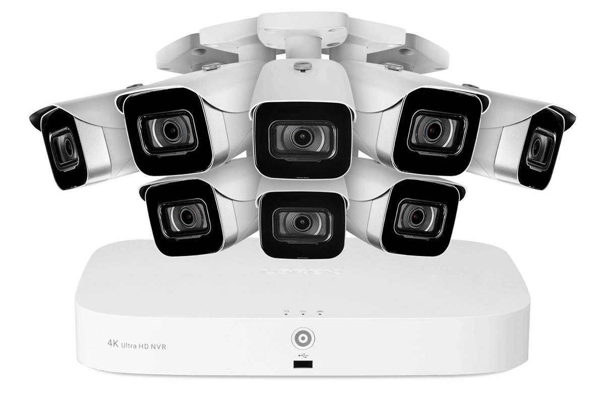 Lorex Fusion 4K 16-Camera Capable (8 Wired + 8 Wi-Fi) 2TB NVR System with Bullet Cameras - White 8