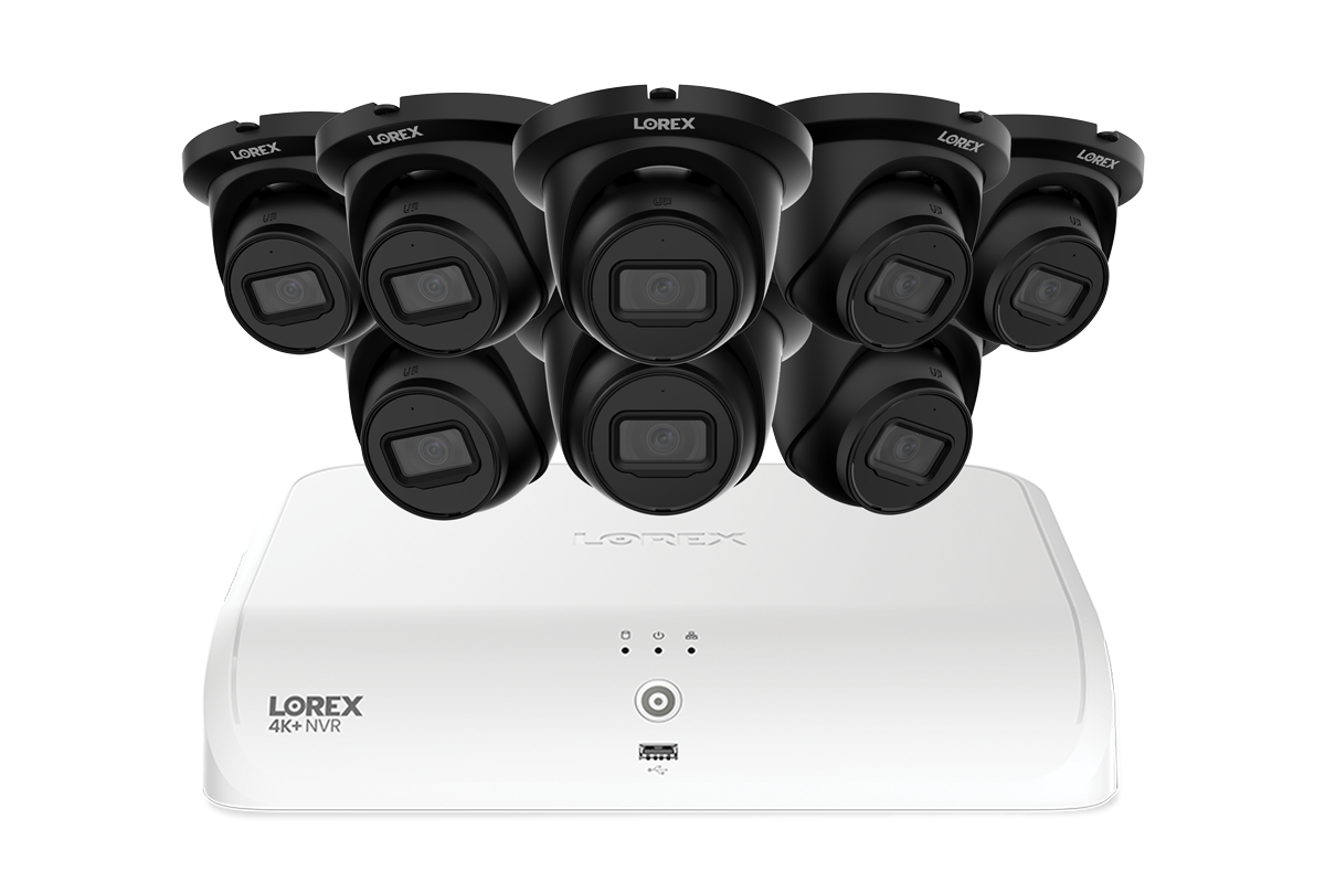Lorex Fusion Series 4K+ 16 Channel (8 Wired + 8 Fusion Wi-Fi) 2TB Wired System with A4 Wired 2K IP Turret Cameras - Black 8