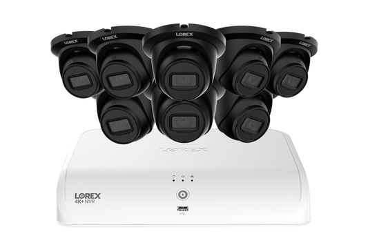 Lorex Fusion Series 4K+ 16 Channel (8 Wired + 8 Fusion Wi-Fi) 2TB Wired System with A4 Wired 2K IP Turret Cameras - Black 8