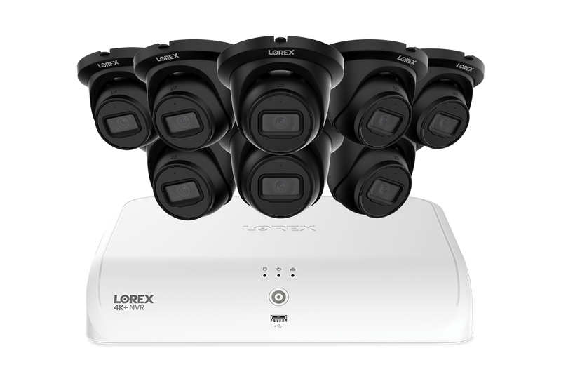 Lorex Fusion Series 4K+ 16 Channel (8 Wired + 8 Fusion Wi-Fi) 2TB Wired System with A4 Wired 2K IP Turret Cameras - Black 8