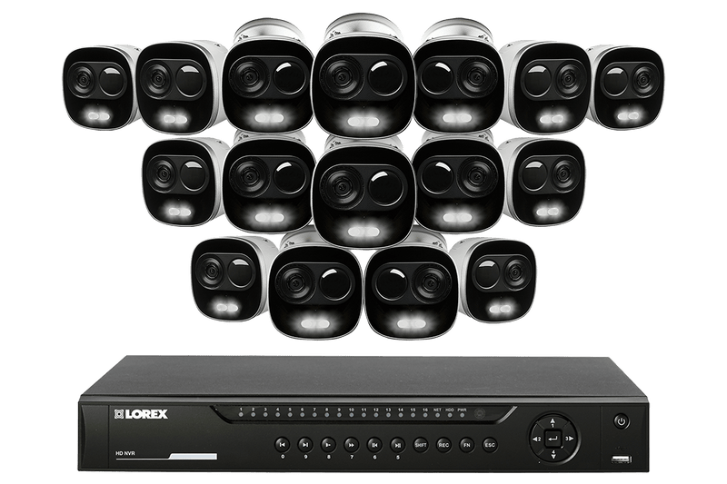 4K Ultra HD IP Camera System with 16 Active Deterrence Security Cameras, 130ft Night Vision