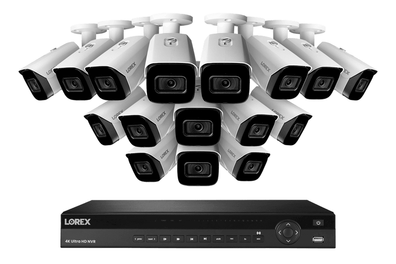 Lorex 4K (16 Camera Capable) 4TB Wired NVR System with Nocturnal 3 Smart IP Bullet Cameras with Listen-In Audio and 30FPS