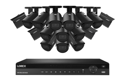 Lorex Fusion Series 4K 16 Camera Capable (Wired or Fusion Wi-Fi) 4TB Wired NVR System with 4MP (2K) A4 IP Bullet Cameras - Black 16