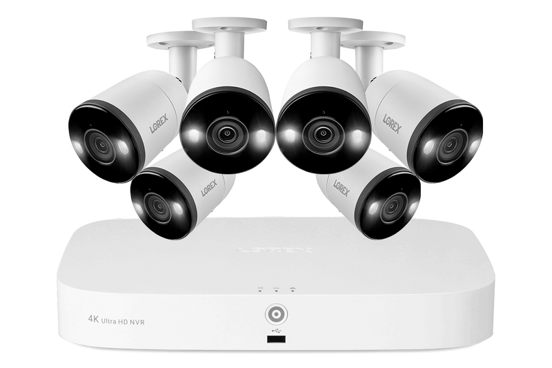 4K 8-channel 2TB Wired NVR System with 6 Smart Deterrence Cameras