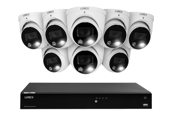 Lorex Fusion 4K (16 Camera Capable) 4TB Wired NVR System with Dome Cameras Featuring Smart Deterrence and Two-Way Talk