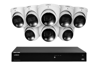 Lorex Fusion 4K (16 Camera Capable) 4TB Wired NVR System with Dome Cameras Featuring Smart Deterrence and Two-Way Talk