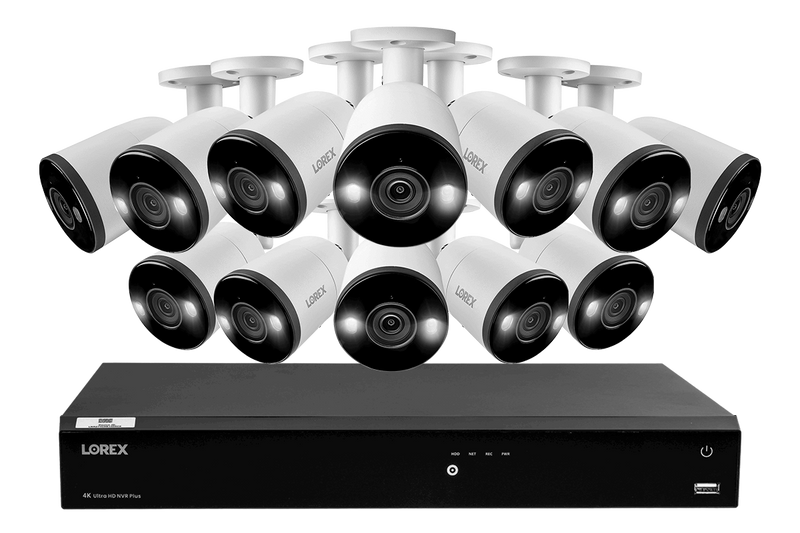 16-Channel 4K Ultra HD Fusion NVR IP System with 12 Smart Deterrence Cameras