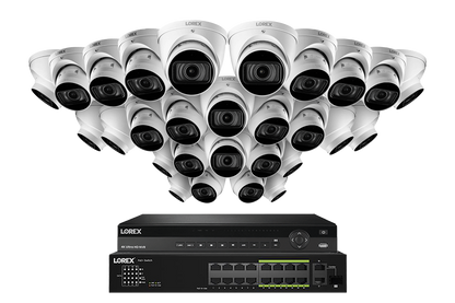 Lorex 4K (32 Camera Capable) 8TB Wired NVR System with Nocturnal 3 Smart IP Dome Cameras Featuring Motorized Varifocal Lens and 30FPS Recording