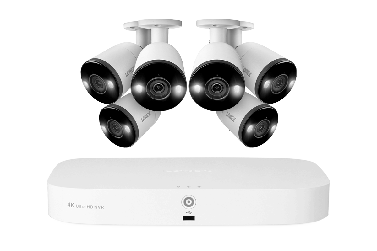 Lorex Fusion 4K 16-Camera Capable (8 Wired + 8 Wi-Fi) 2TB NVR System with Bullet Cameras Featuring Smart Deterrence and 2-Way Audio