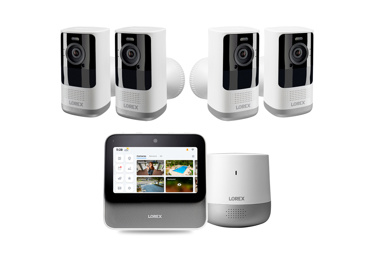 Lorex Smart Home Security Center with 2K Wire-Free, Battery-operated Security Cameras and Range Extender (4-Cameras)