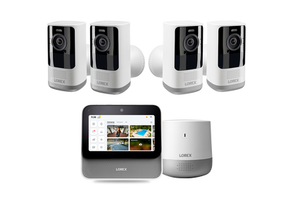 Lorex Smart Home Security Center with 2K Wire-Free, Battery-operated Security Cameras and Range Extender (4-Cameras)