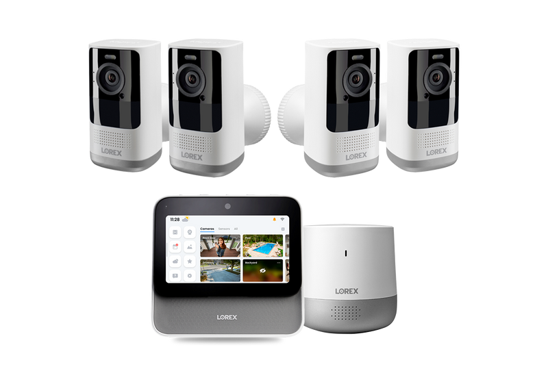 Lorex Smart Home Security Center with 2K Wire-Free, Battery-operated Security Cameras and Range Extender (4-Cameras)