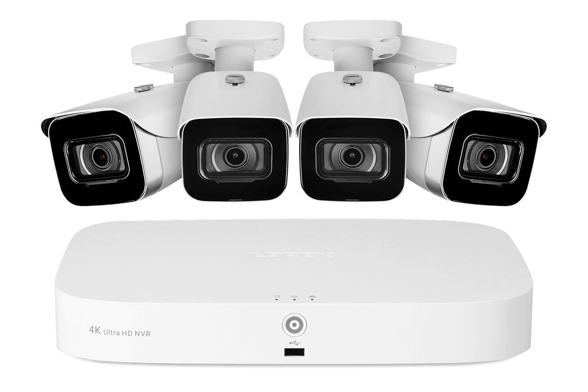 4K 8-channel 2TB Wired NVR System with 4 Cameras
