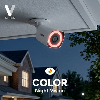 Lorex Connect V5 4K PoE Bullet Cameras with Color Smart Security Lighting - White/Black