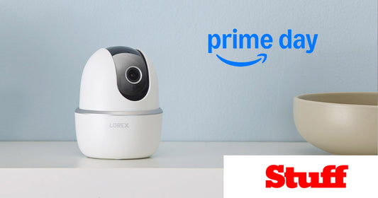 Lorex 2K Pan and Tilt Indoor Camera featured in Stuff’s Prime Day 2025 article, highlighting it as a top smart home pick with strong performance and value.