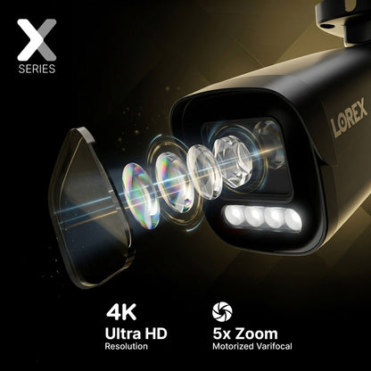 Lorex Connect X3 4K Motorized Varifocal PoE Bullet Camera with Active Deterrence - Black/White