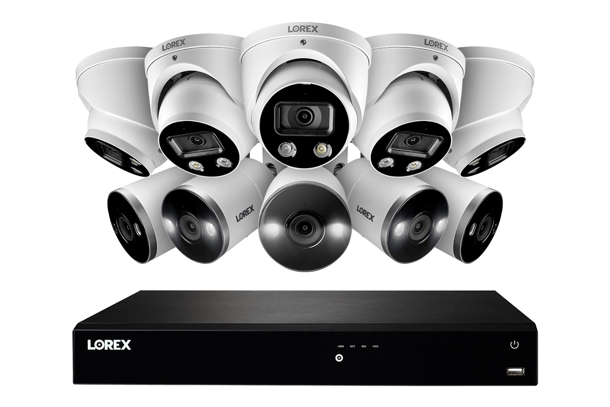 16-Channel 4K Fusion System with Bullet and Dome Smart Deterrence IP Cameras - Lorex Technology Inc.