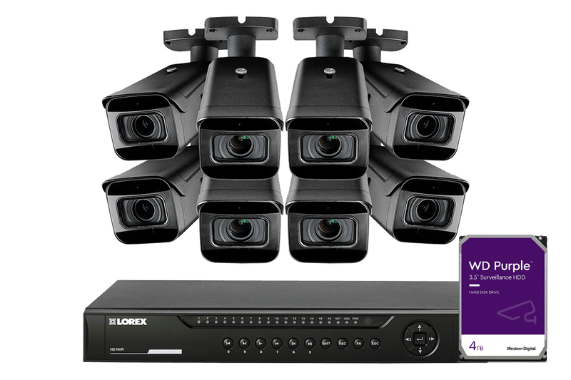 16-Channel 4K Nocturnal IP NVR System with Eight Outdoor 4K (8MP) Metal Cameras with 4x Optical Zoom and Audio Recording - Lorex Technology Inc.