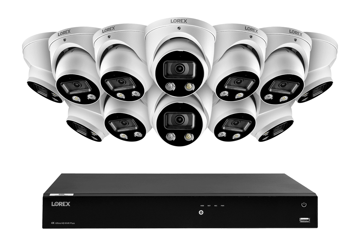 16-Channel 4K Ultra HD Fusion NVR IP System with Smart Deterrence Dome Cameras - Lorex Technology Inc.