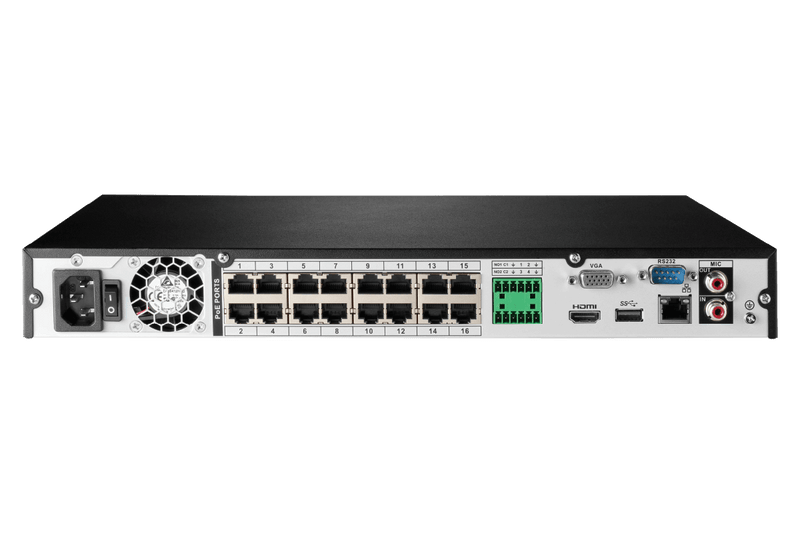 16-Channel 4K Ultra HD IP NVR System with Four Metal 4K (8MP) Smart Deterrence Cameras and Four Metal 4K (8MP) Varifocal Zoom Lens Cameras - Lorex Technology Inc.