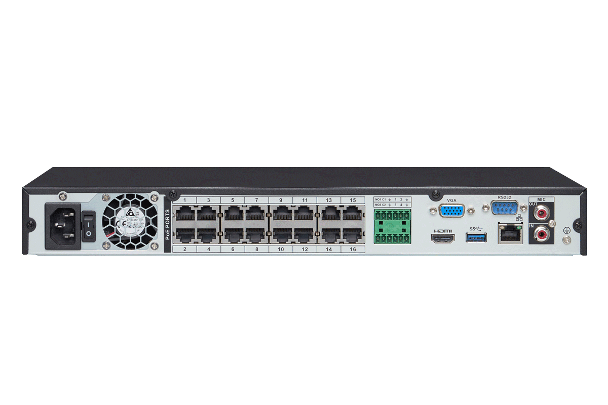 4K Ultra HD 16 Channel Security NVR, 3TB Hard Drive, POE, Records 4K (4 x 1080p) at 30FPS, with Audio Recording - Lorex Technology Inc.