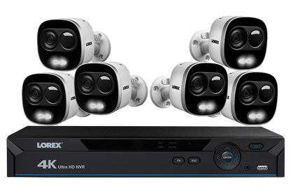 4K Ultra HD IP NVR System with 6 Active Deterrence Security Cameras, 130ft Night Vision - Lorex Technology Inc.