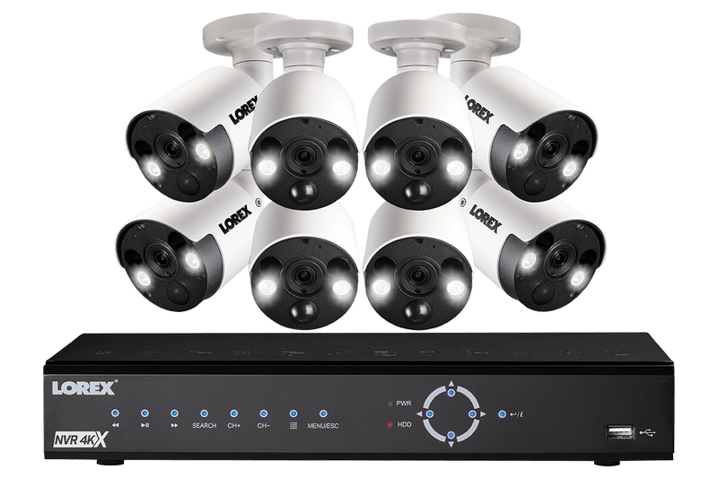 4K Ultra HD IP NVR System with 8 Active Deterrence Security Cameras, 130ft Night Vision - Lorex Technology Inc.